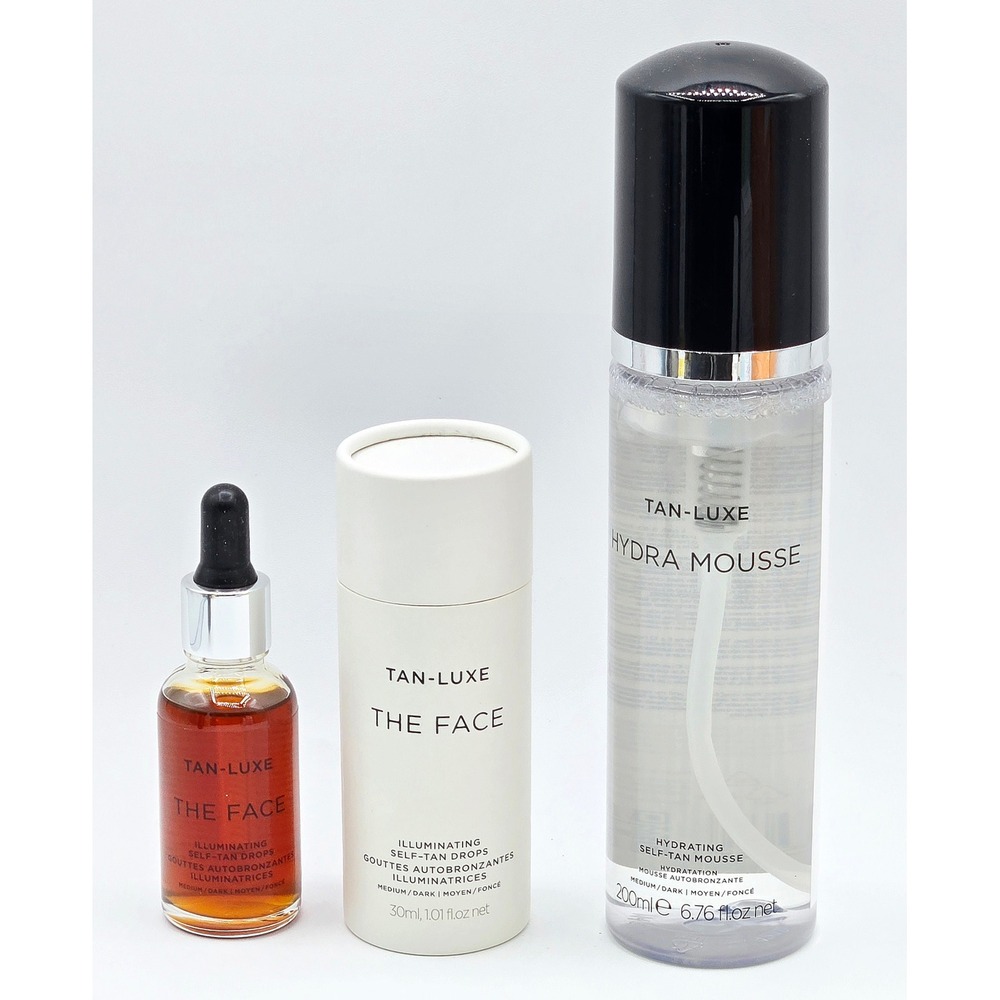 Tan-Luxe The Face Drops and Hydra Mousse Set Medium/Dark 30ml 200ml